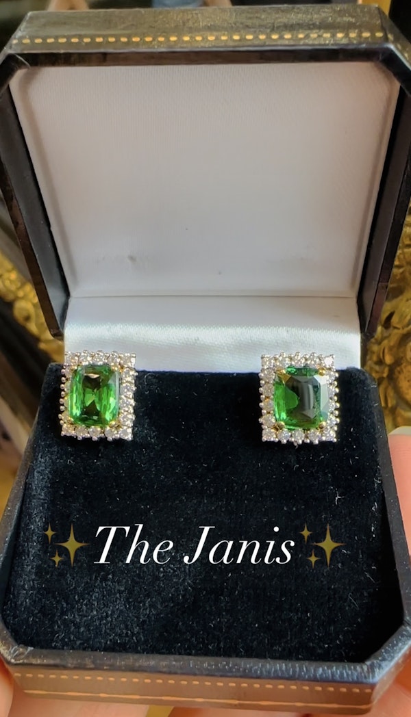 5.04ct Natural Tsavorite & 1.25ct Diamond Earrings - image 3