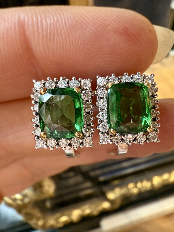 5.04ct Natural Tsavorite & 1.25ct Diamond Earrings - image 4