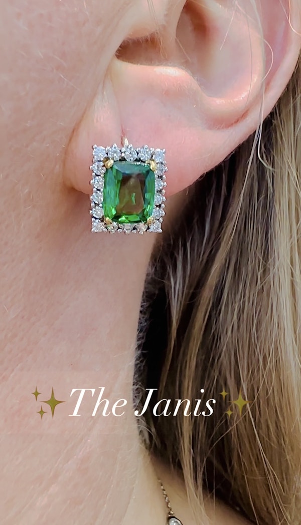 5.04ct Natural Tsavorite & 1.25ct Diamond Earrings - image 5