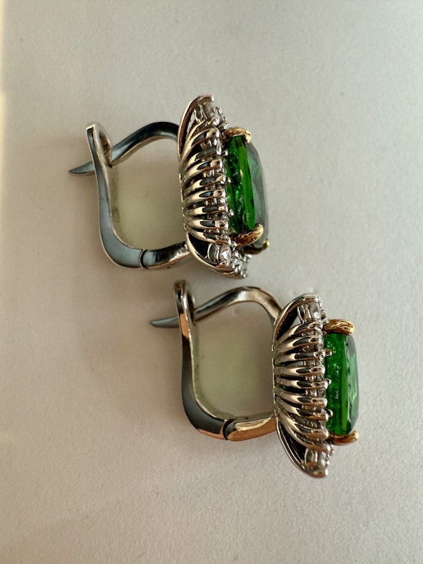 5.04ct Natural Tsavorite & 1.25ct Diamond Earrings - image 6