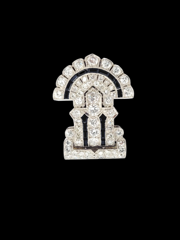Fine Antique Art Deco onyx and diamond clip SKU: 8330 DBGEMS - image 1