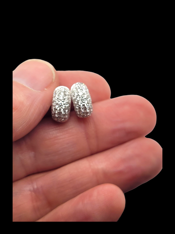 Pair of small pave diamond hoop earrings SKU: 8328 DBGEMS - image 2