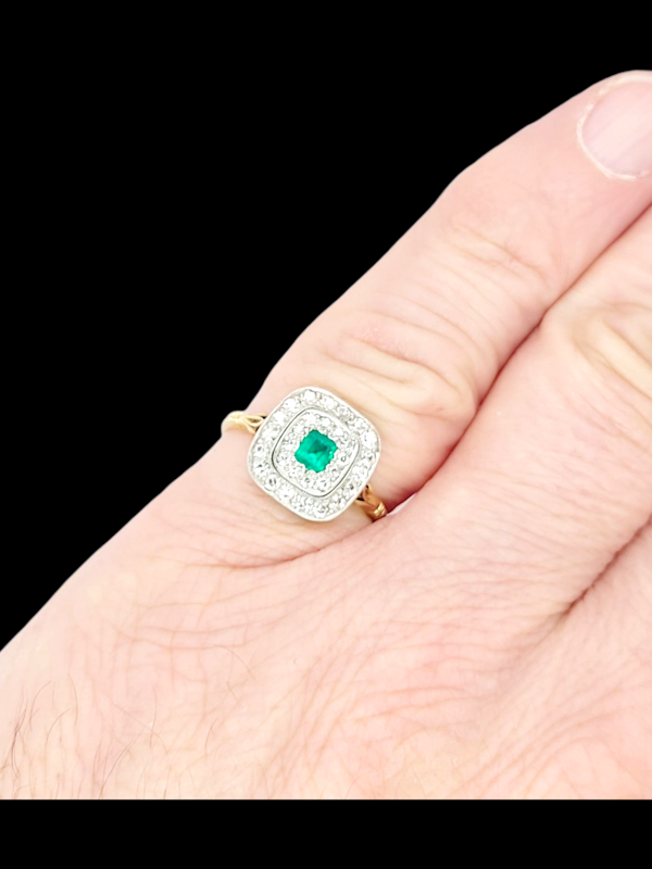 Edwardian emerald and diamond panel ring SKU: 8327 DBGEMS - image 2