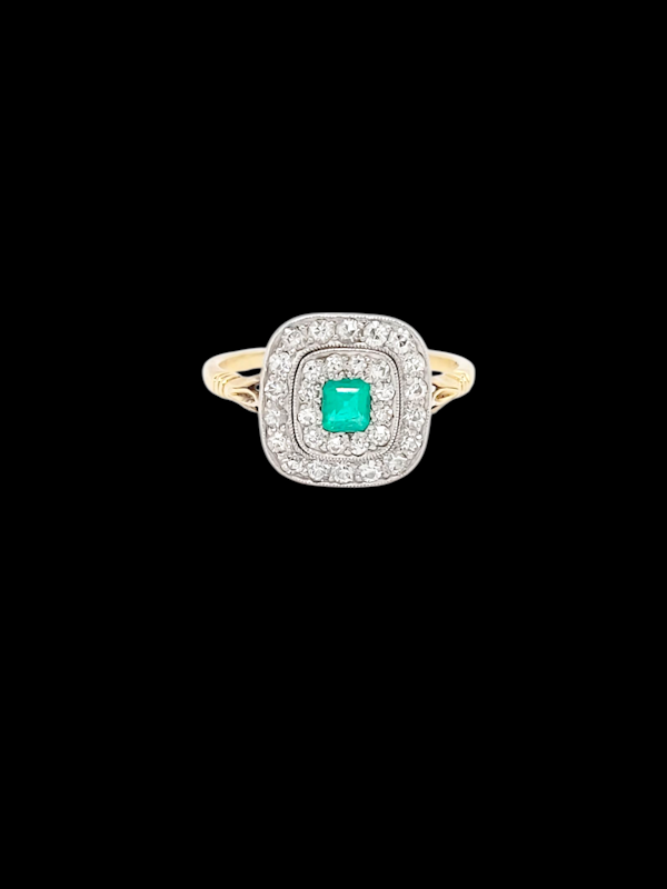 Edwardian emerald and diamond panel ring SKU: 8327 DBGEMS - image 1