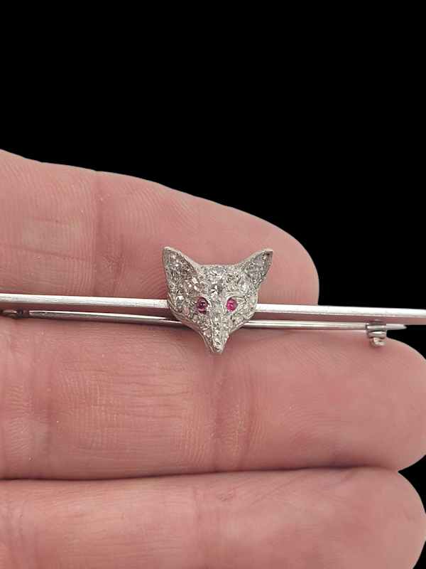 Edwardian diamond and ruby Fox pin SKU: 8324 DBGEMS - image 3