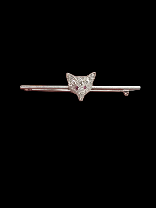 Edwardian diamond and ruby Fox pin SKU: 8324 DBGEMS - image 1