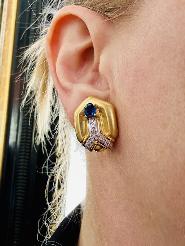 Blue Sapphire & Diamond Earrings - image 3