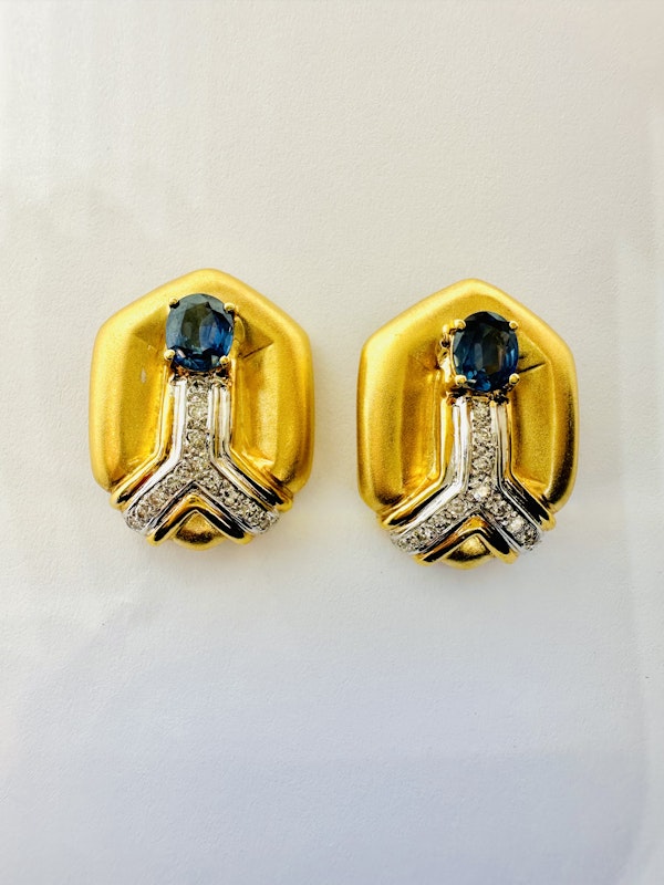 Blue Sapphire & Diamond Earrings - image 5