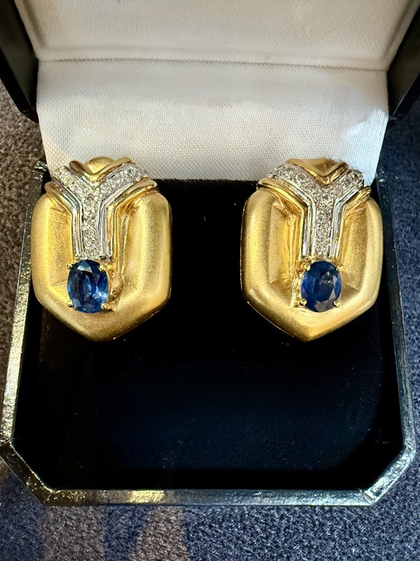 Blue Sapphire & Diamond Earrings - image 6