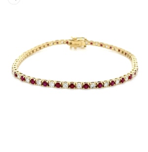 18k gold Ruby & diamond tennis bracelet
