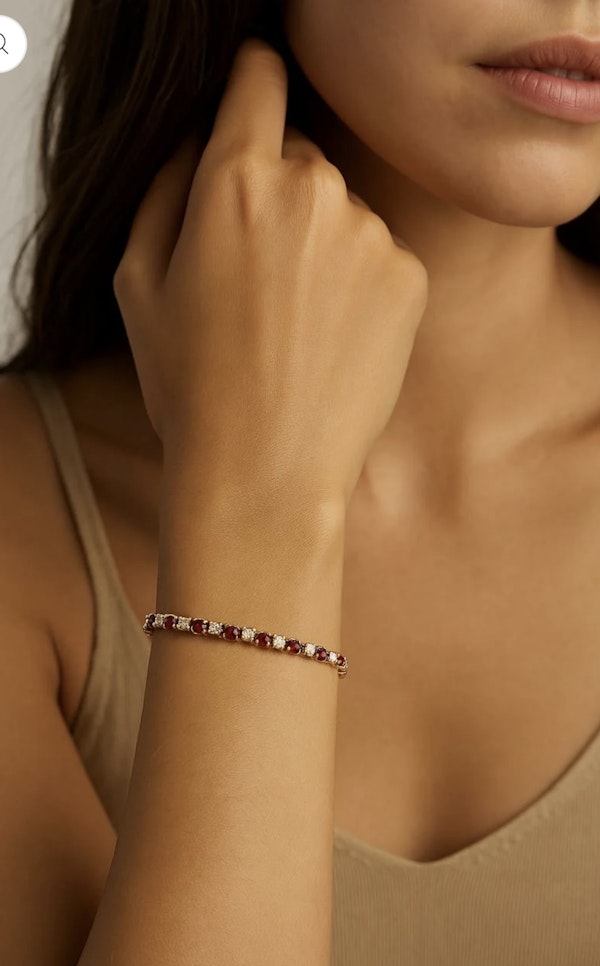 18k gold Ruby & diamond tennis bracelet - image 3
