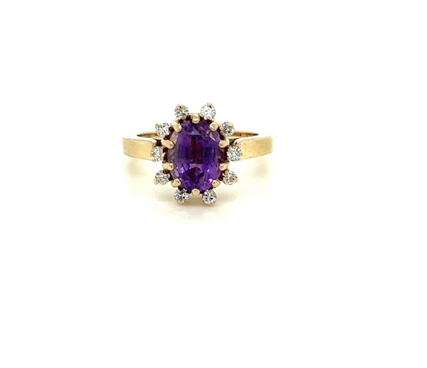 Amethyst & diamond cluster ring - image 1