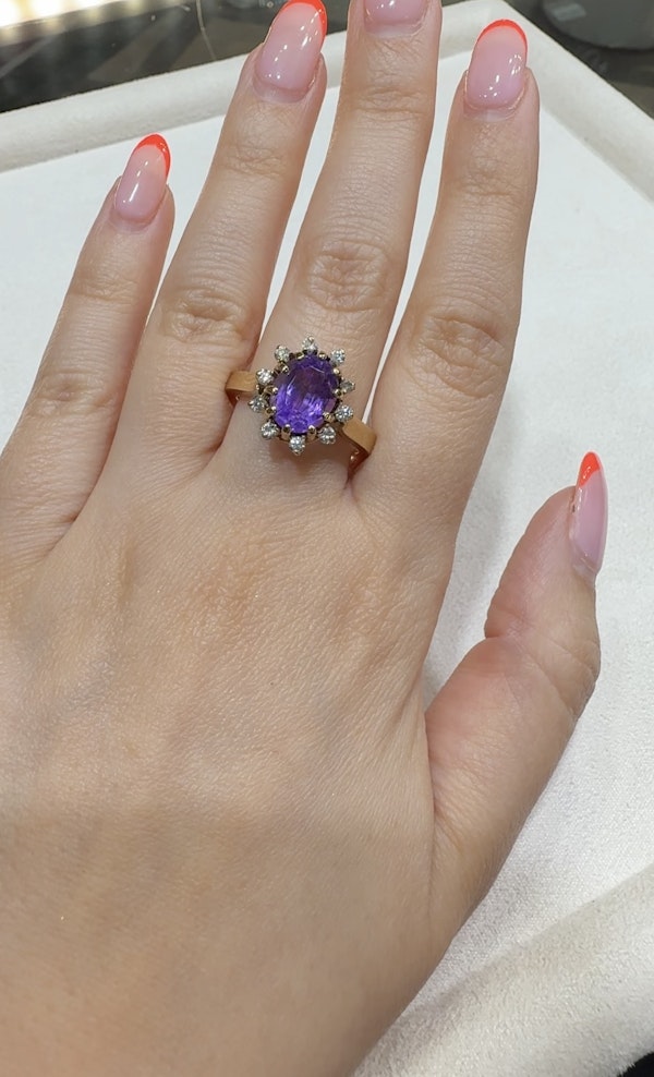 Amethyst & diamond cluster ring - image 2