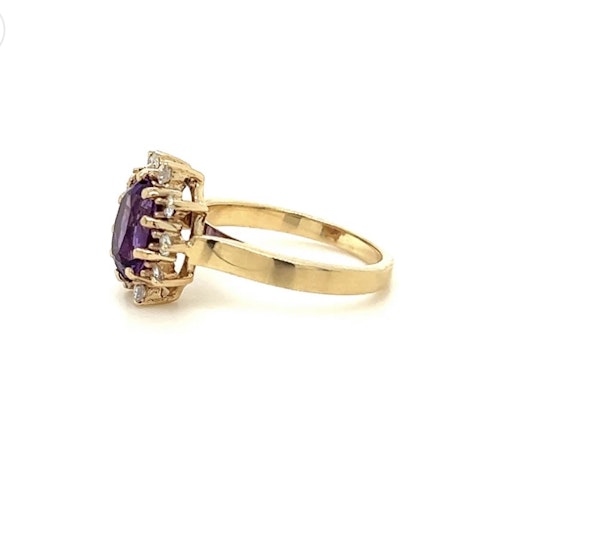 Amethyst & diamond cluster ring - image 3