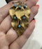 Antique 18k gold leaf brooch with turquoise - image 2