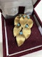 Antique 18k gold leaf brooch with turquoise - image 1