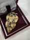 Antique 18k gold leaf brooch with turquoise - image 3