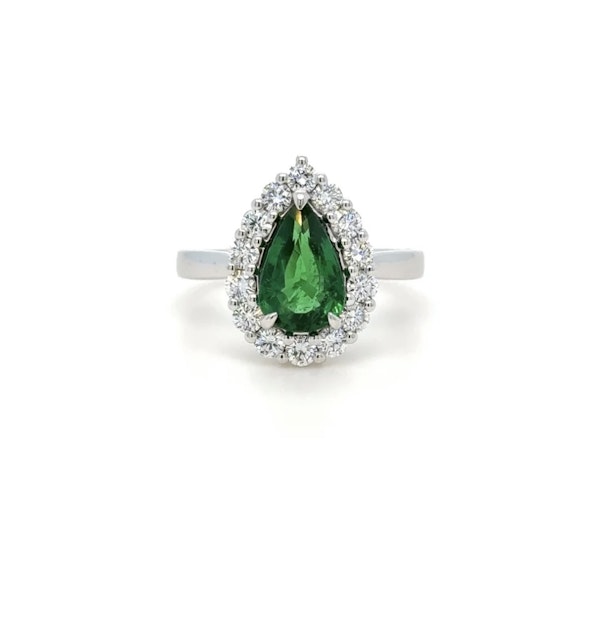 18k gold 2.03ct. Pear shape Tsavorite & diamond ring - image 1