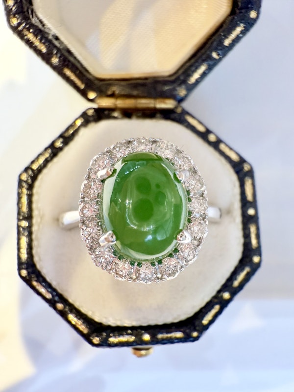 2.13ct Natural Jadeite & 0.40ct Diamond Ring - image 3