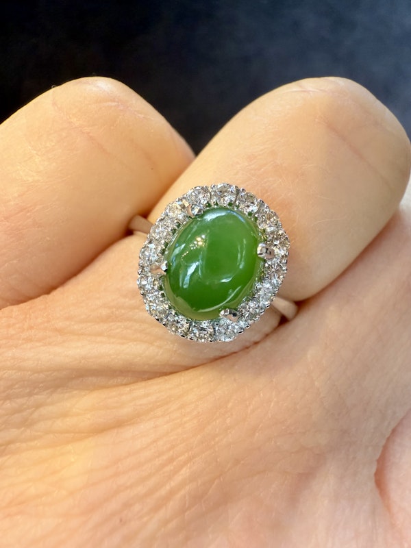2.13ct Natural Jadeite & 0.40ct Diamond Ring - image 8