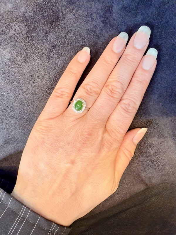 2.13ct Natural Jadeite & 0.40ct Diamond Ring - image 9