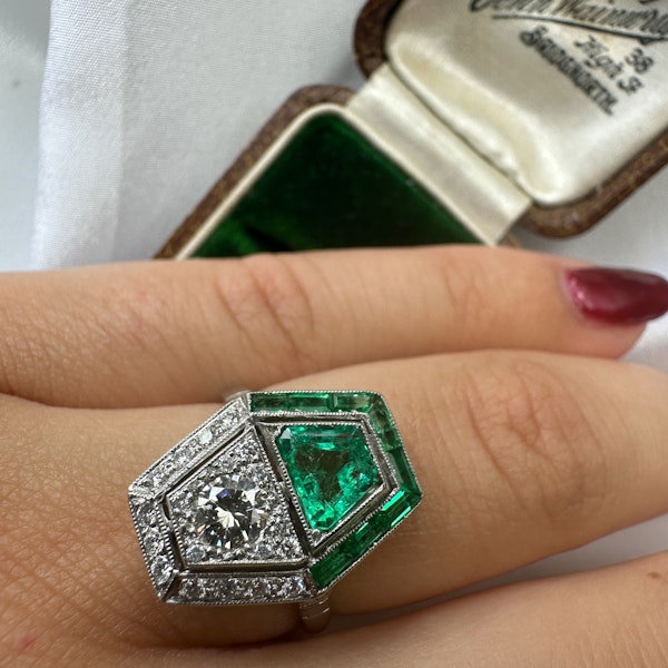 Emerald & Diamond Cluster Ring - Saddingtons Jewellery Stand 375 - image 2