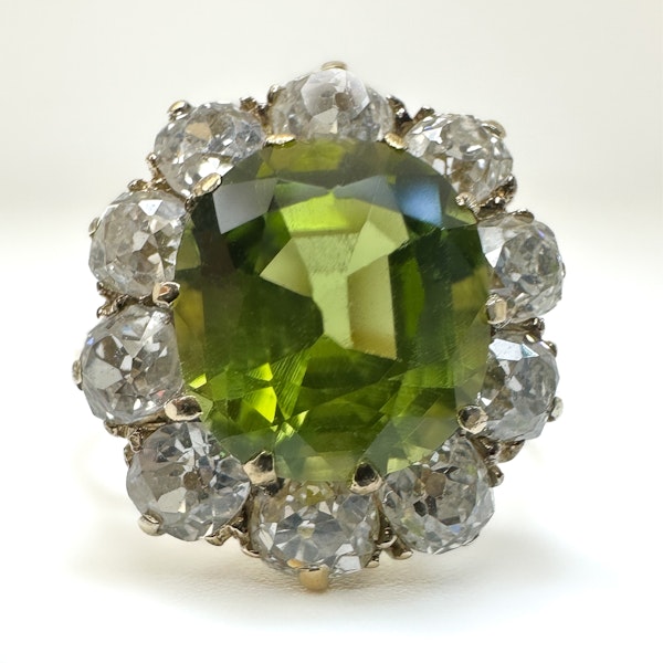 Peridot & Old Cut Diamond Cluster Ring. Saddington Jewellery  Stand 375 - image 2