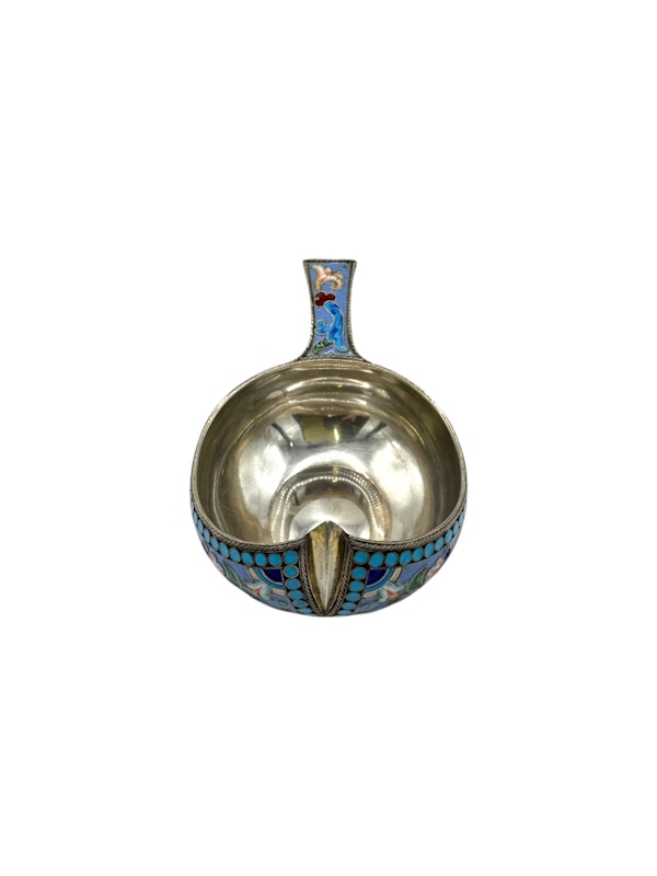 Russian silver gilt cloisonné and shaded enamel, Moscow, 1890s by Vasily Agafonov. - image 4