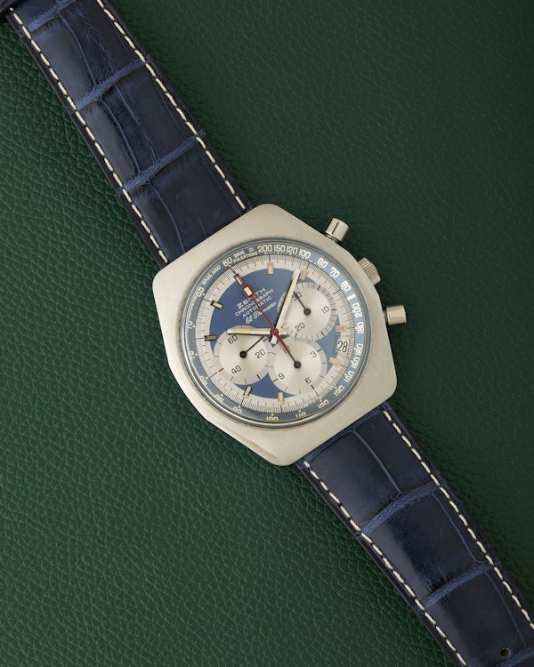 Zenith A788 El Primero Blue Dial Vintage Steel Chronograph - image 2