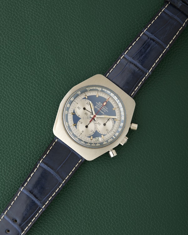 Zenith A788 El Primero Blue Dial Vintage Steel Chronograph - image 3