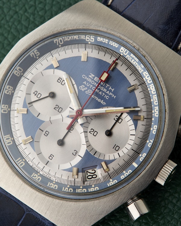 Zenith A788 El Primero Blue Dial Vintage Steel Chronograph - image 7