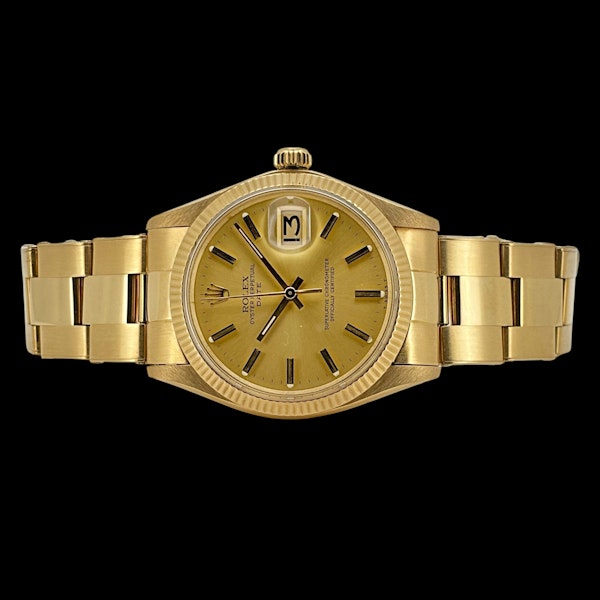 ROLEX OYSTER PERPETUAL DATE 1503 18KT FULL GOLD OYSTER with BOX AND PAPERS - image 4