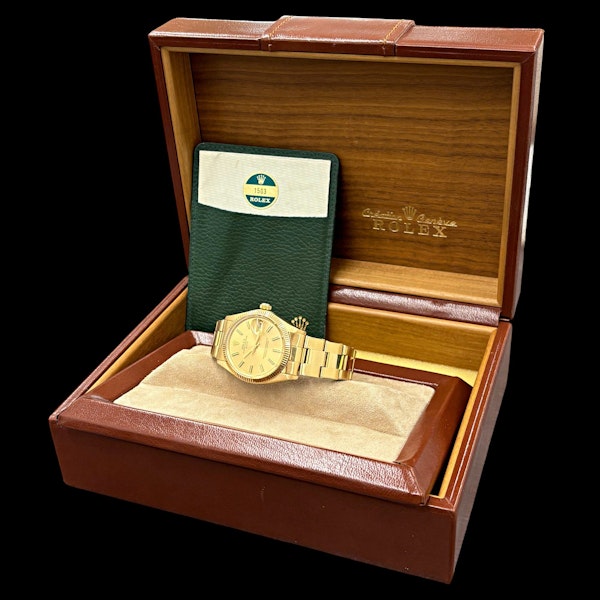 ROLEX OYSTER PERPETUAL DATE 1503 18KT FULL GOLD OYSTER with BOX AND PAPERS - image 6