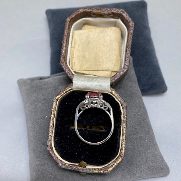 Burma Natural (NO indications of heating) Pinkish Orange Spinel Diamond Ring in Platinum date circa1950, SHAPIRO & Co since1979 - image 7