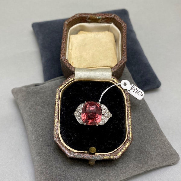 Burma Natural (NO indications of heating) Pinkish Orange Spinel Diamond Ring in Platinum date circa1950, SHAPIRO & Co since1979 - image 8