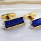 Downstairs in Grays: An exceptional pair of Lapis Lazuli and Diamond Cufflinks mounted in 18 Carat Yellow Gold, Aspreys' Date Mark 1974 - image 3