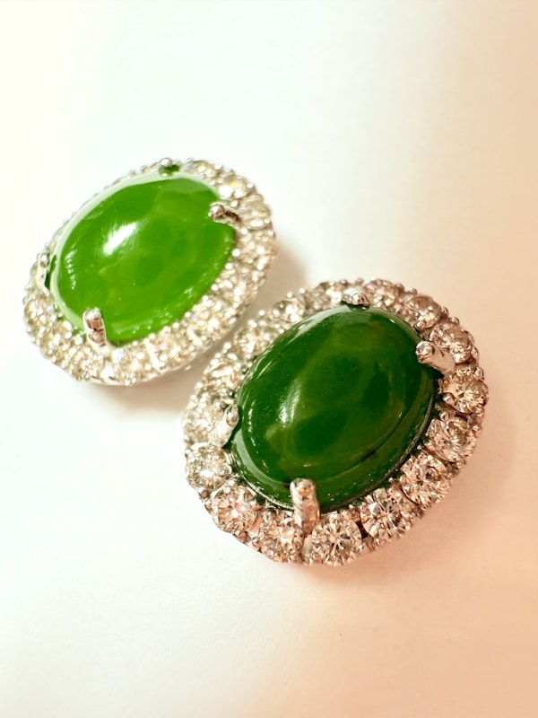 3.66ct Natural Jadeite & 0.81ct Diamond Earrings - image 9