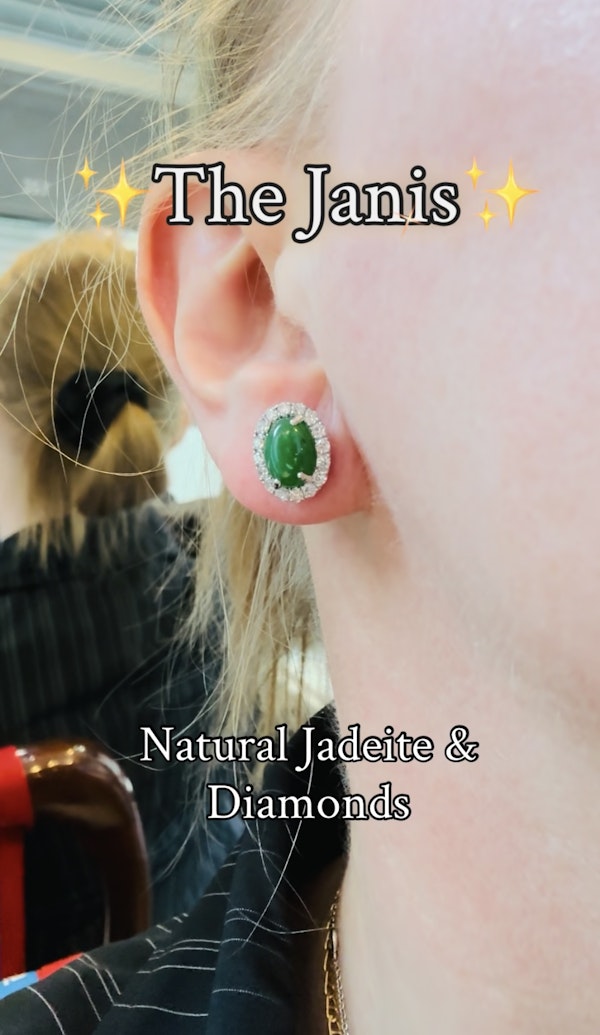 3.66ct Natural Jadeite & 0.81ct Diamond Earrings - image 10