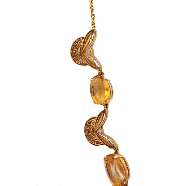 18ct Gold & Citrine Scroll Link Necklace | Italian c.1950s - image 4