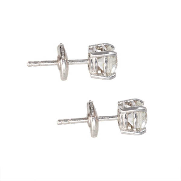 Old European Cut Diamond Stud Earrings in Platinum | 1.95 Carats Total - image 2