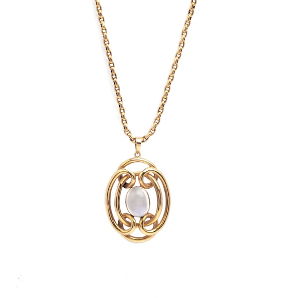 Art Nouveau 15ct Gold Moonstone Pendant Necklace | c.1910 - image 2
