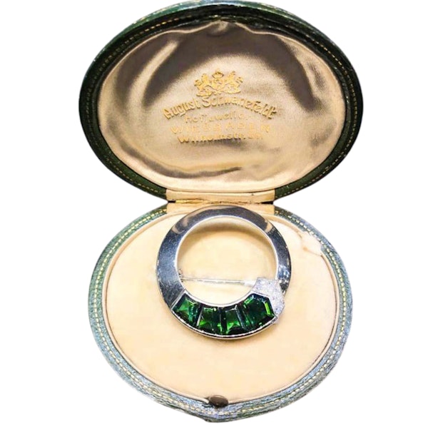Gübelin Tourmaline & Diamond Brooch in 18ct White Gold | c.1930s - image 2