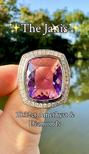 10.32ct Amethyst & Diamond Ring