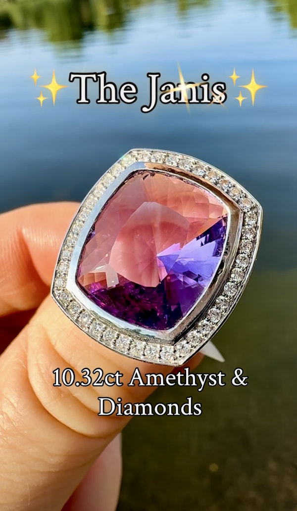 10.32ct Amethyst & Diamond Ring - image 8