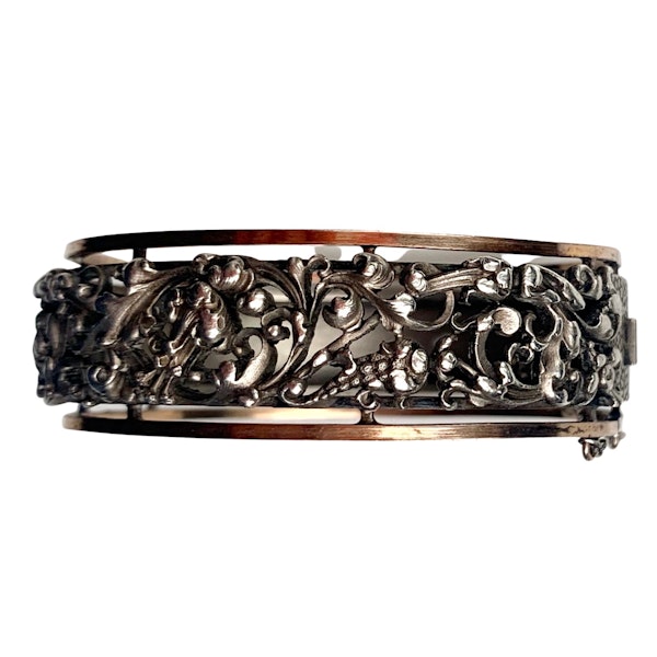 French Art Nouveau Silver & Silver Gilt Pierced Foliate Bangle | c.1890s - image 2