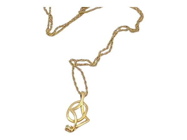 9 ct. gold and small diamond pendant on 9 ct. gold chain - image 3