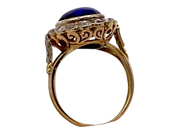 Black opal and diamond Victorian ring - image 2