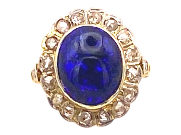 Black opal and diamond Victorian ring - image 4