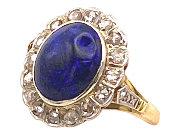 Black opal and diamond Victorian ring - image 3
