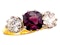 Natural red spinel and two diamonds three stone ring - image 1